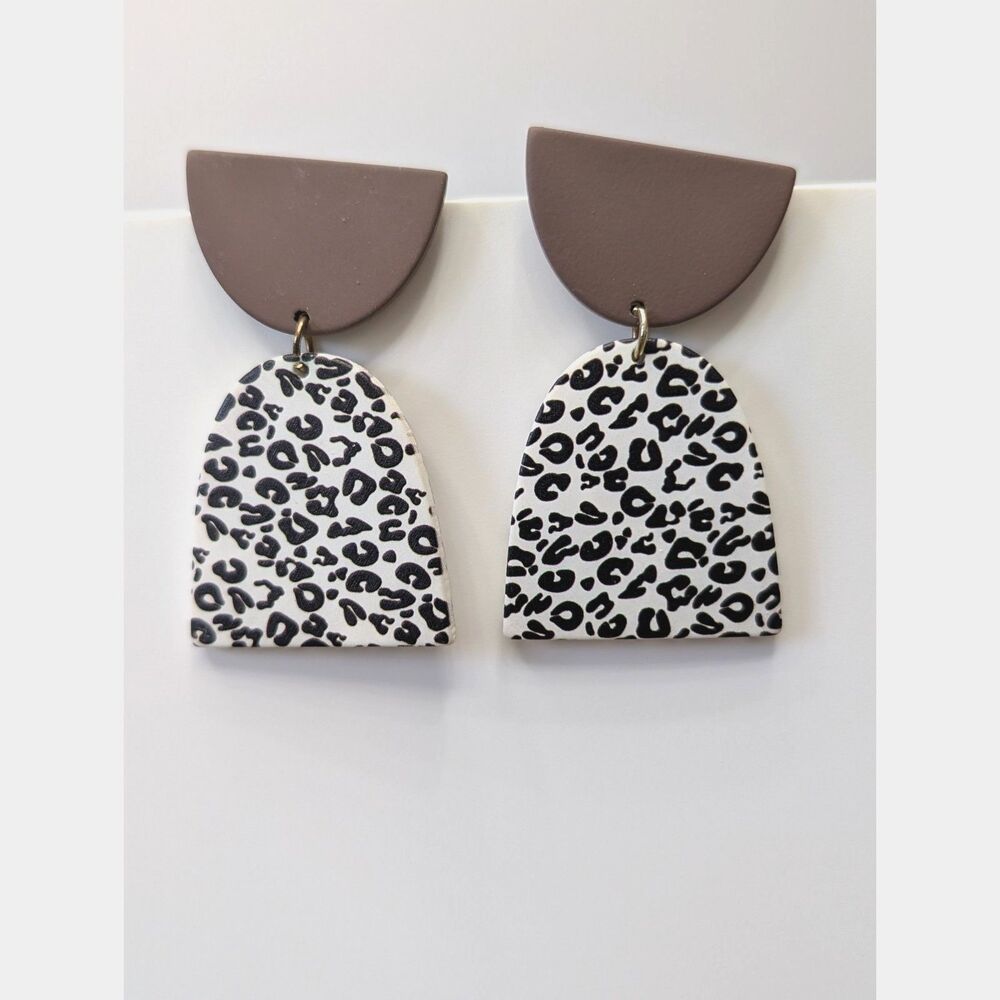 Boho Leopard Print Clay Earrings